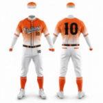 Custom Orange & White Baseball Uniform Set with Matching Cap