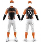 Custom Black & Gold Pinstripe Baseball Uniform Set with Matching Cap