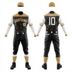Custom Black & Gold Pinstripe Baseball Uniform Set with Matching Cap