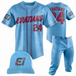 Custom Sublimated Sky Blue Baseball Uniform Set with Matching Cap