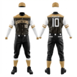 Custom Black & Gold Pinstripe Baseball Uniform Set with Matching Cap